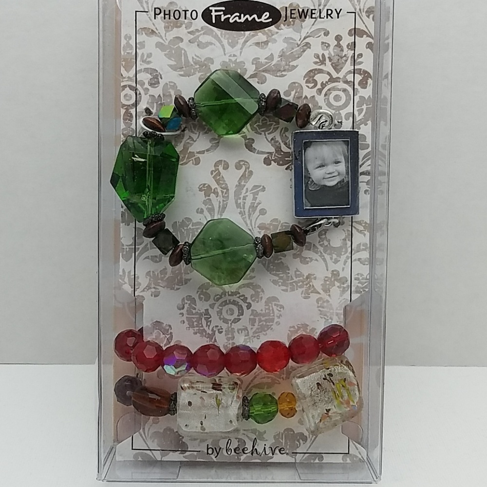 Photo Frame Jewelry Beaded Bracelet Trio Options